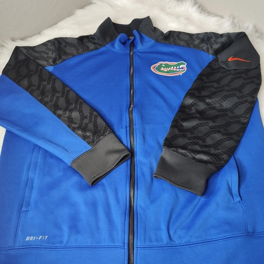 Florida Gators Full Zip Jacket Mens 2XL‎ Blue Black Embroidered Back Graphic